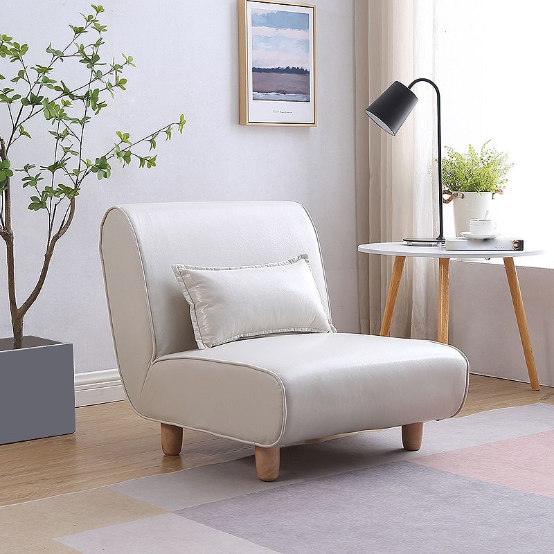 24.4" Wide Faux Leather Fixed Back Sponge Armless Slipper Chair