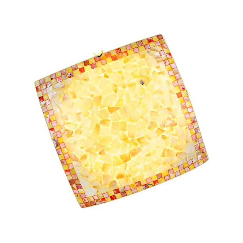 Plafonnier convexe en verre teinté de 40,6 cm/30,5 cm de largeur, plafonnier encastré de style Tiffany pour chambre à coucher, beige
