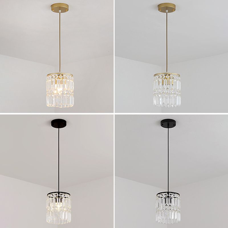 Crystal LED hanglamp in moderne luxe stijl smeedijzeren cilindrische hangende lamp voor eetkamer