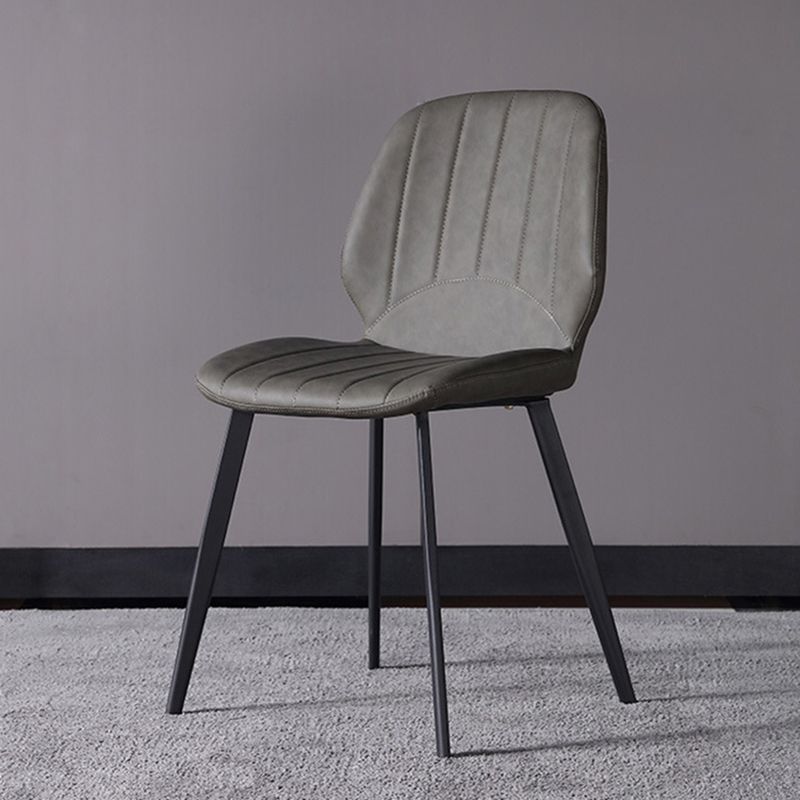 Nordic Metal Side Chair Wingback Armless Chair with Black Legs