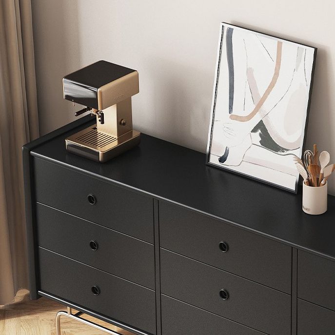 Contemporary Horizontal Double Dresser Black/Gray Dresser with Storage for Home