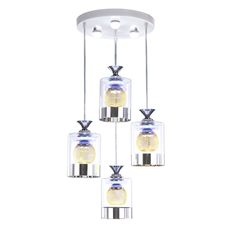 Moderne cilindrische hanglamp Licht bevestiging helder glas eetkamer ophanging licht in zilver