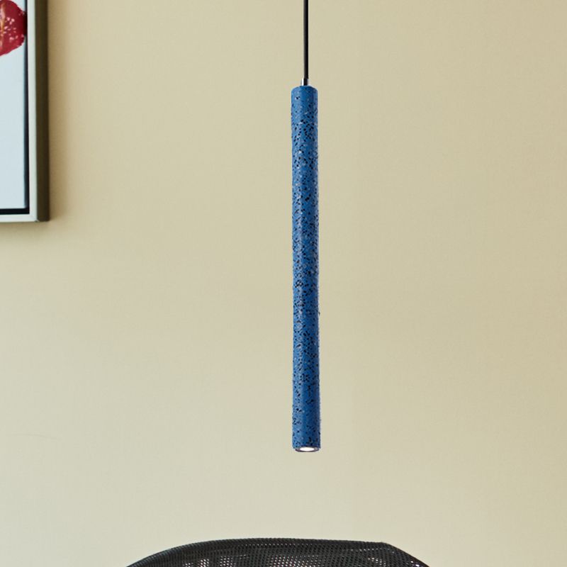 Tube Pendant Lighting Nordic Cement 1 Light Yellow/Blue/Green Hanging Ceiling Light, 12"/21.5"H