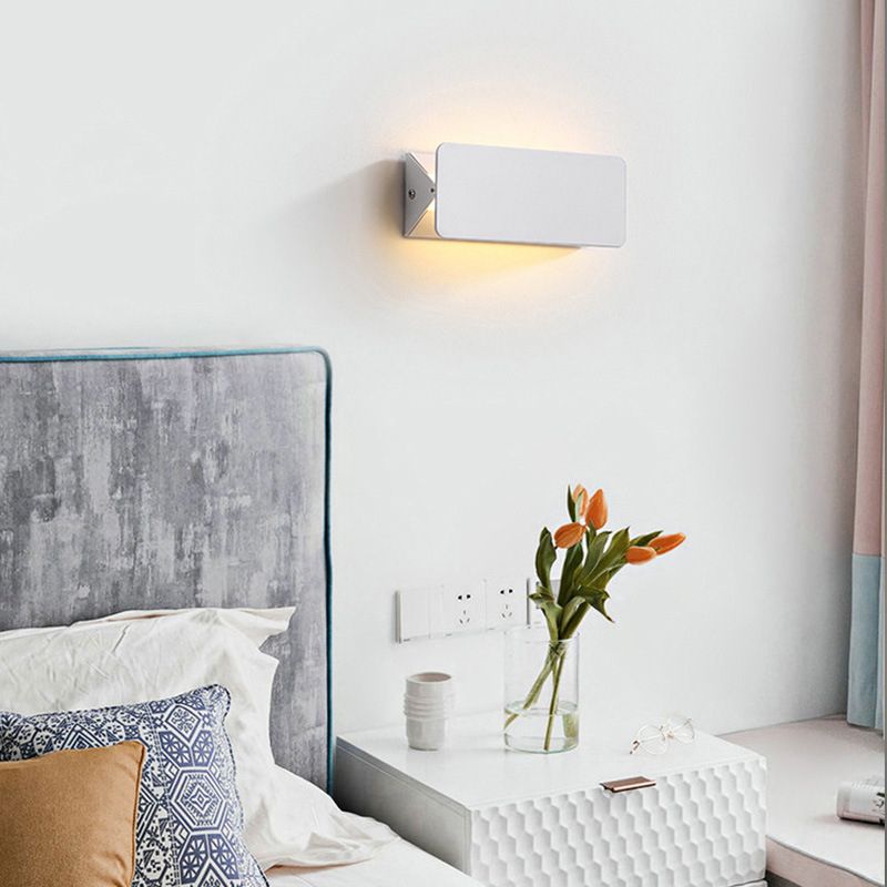 Single Contemporary White Wall Mounted Sconce Metallic Shaded Wall Light