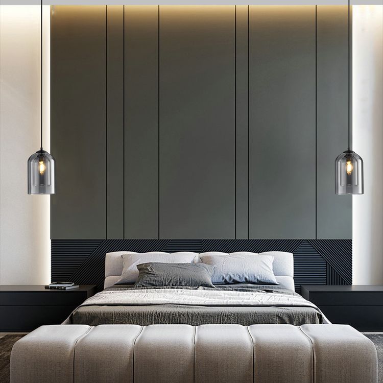 Double Glass Single Pendant Light in Modern Concise Style Wrought Iron Hanging Lamp for Dining Room