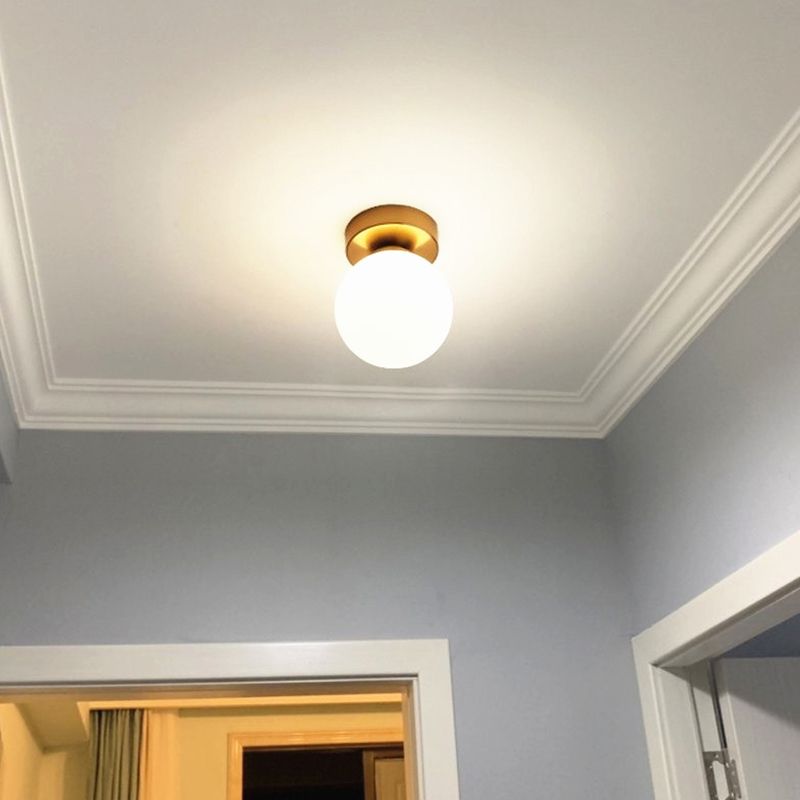 Mini Globe Glass Flush Mount Simple Single-Bulb Ceiling Light Fixture for Hallway