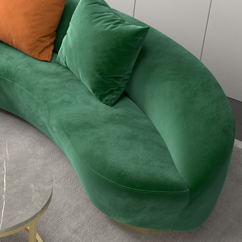 Modern Curved Sofa with Slopped Arm and Golden Base for Living Room