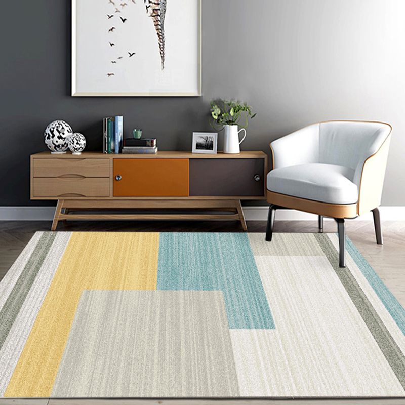 Multicolor Casual Indoor Rug Polyester Splicing Print Rug Non-Slip Backing Area Rug for Living Room