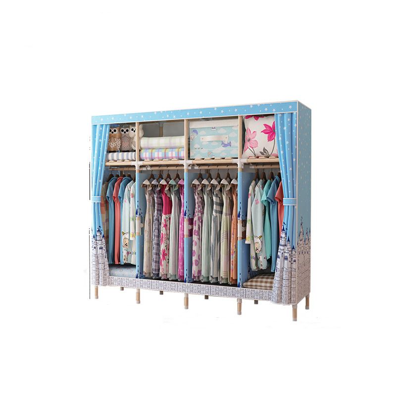 Contemporary Style Wardrobe Armoire Wood Frame Armoire with Garment Rod for Home