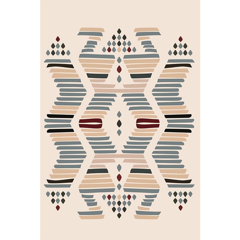Grey and Brown Bohemian Rug Polyester Geometric Pattern Rug Pet Friendly Washable Anti-Slip Backing Carpet for Decoration
