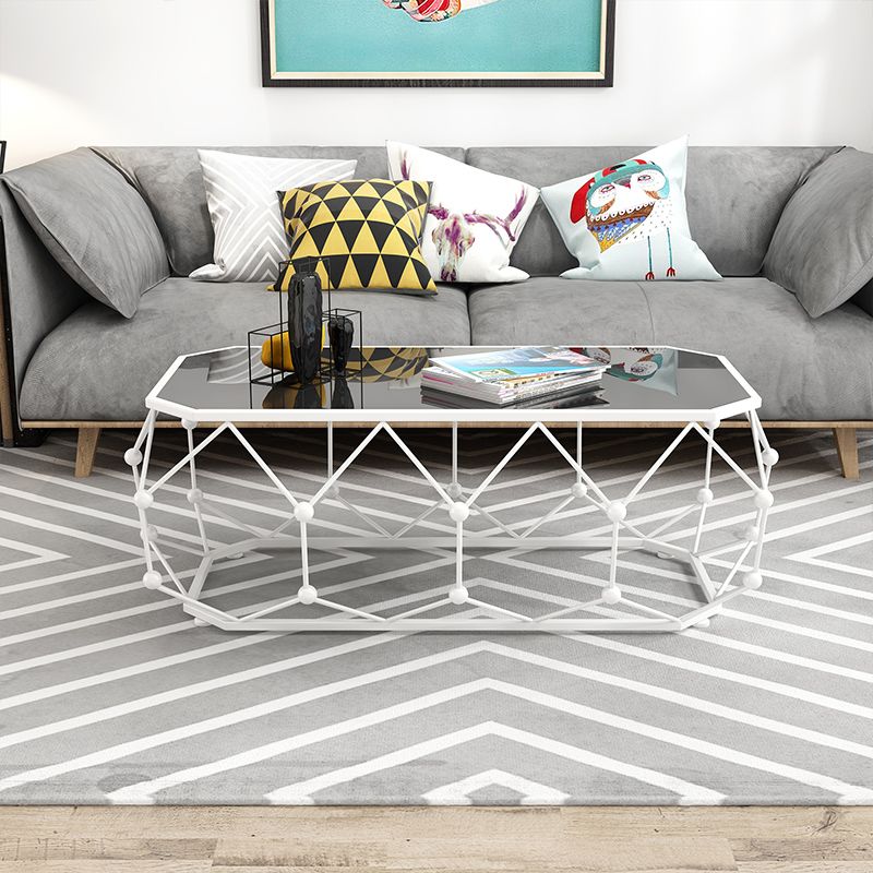 Modern Frame Coffee Cocktail Table Rectangular Glass Top Coffee Table
