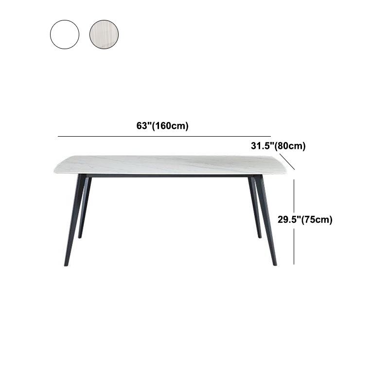 Rectangle Industrial Stone Table Standard Height Kitchen Room Table with 4 Legs