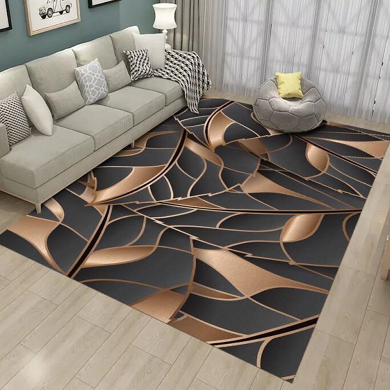 Contemporary Rug Polyester Abstract Rug Non-Slip Backing Rug for Home Decoration