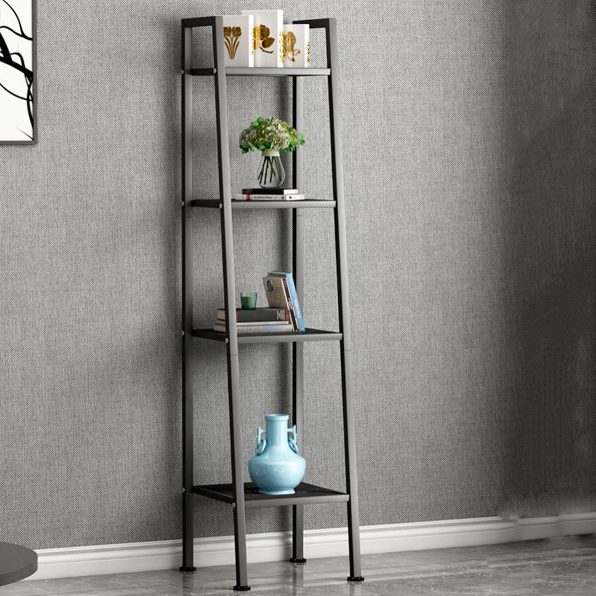 Contemporary Style Ladder Bookshelf Metal Open Back Bookcase for Office