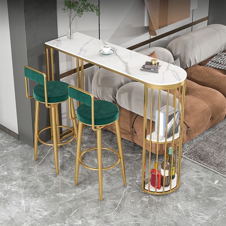 Glam Bistro Set 1/2/3 Pieces Stone Bar-Height Bar table with Upholstered Stools