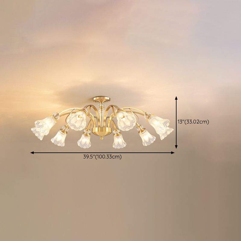 Bell Shape Crystal Flush Light Modern Style Multi Lights Flush Mount Ceiling Light in Gold