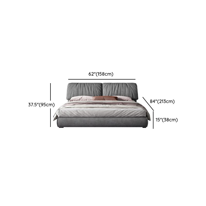Modern Style Upholstered Headboard Grey Imitation Leather Bed