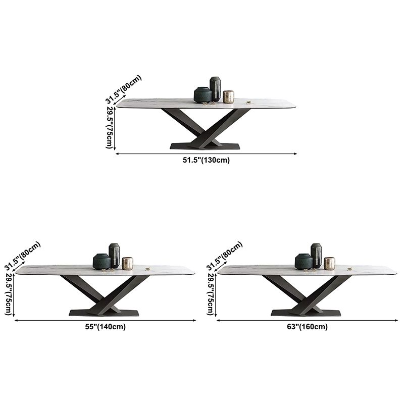 Metal Contemporary Rectangular Dining Table Sintered Stone Table for Dining Room