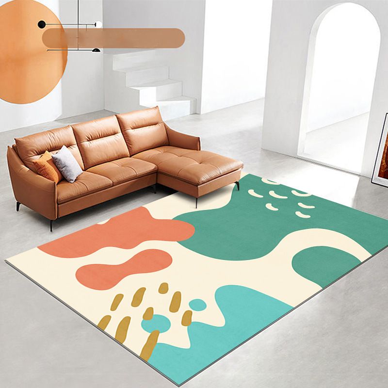 Modern Color Lump Rug Polyester Orange Rug Washable Rug for Living Room