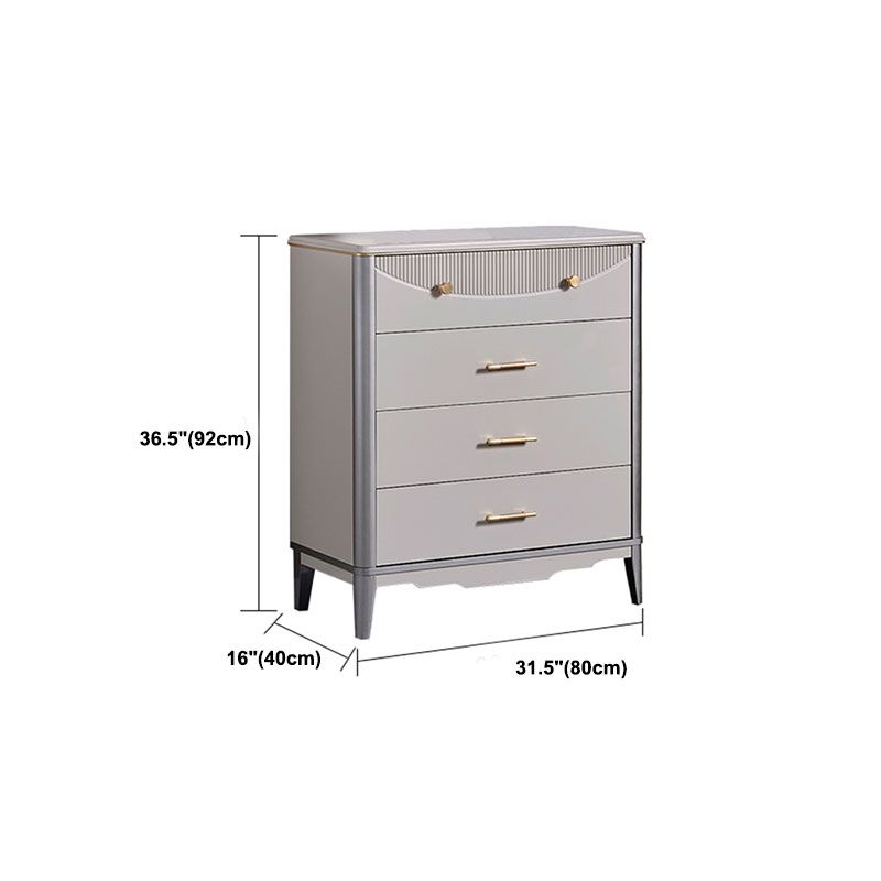 Glam Wooden Storage Chest 16" Wide Bedroom Chest in Grey with Drawers