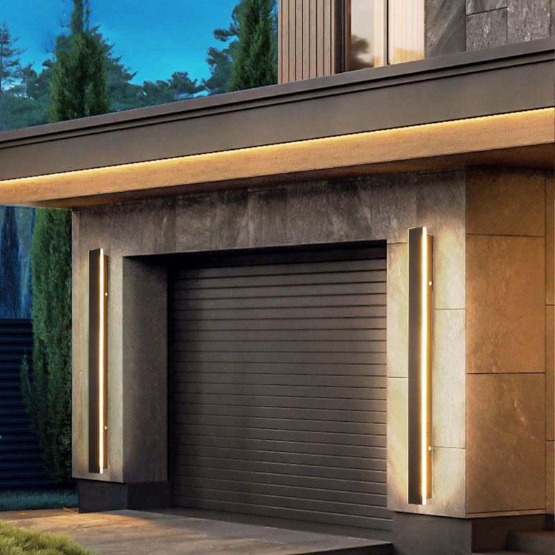 Forma lineal de metal apliques de pared estilo moderno 1 iluminación de montaje de pared de luz en negro