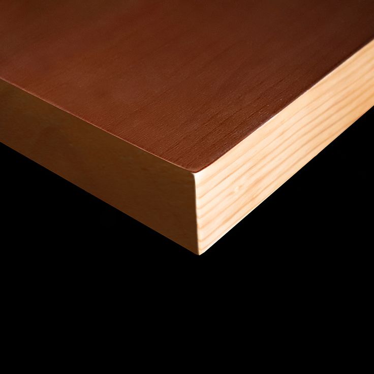 Table à manger de table en bois massif en pin avec piédestal double, en marron