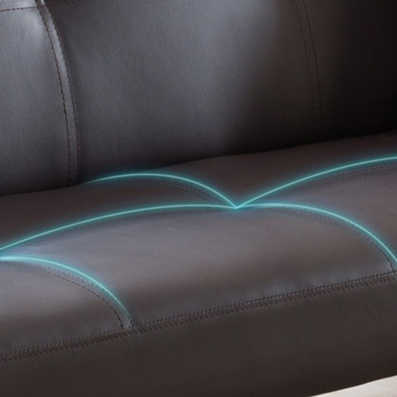 Modern Biscuit Back Faux Leather Sofa with Foldable and Wear-resisting