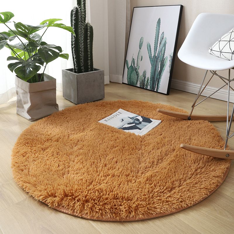 Round Plain Shag Trug Polyester Modern tapijt Non-slip achterbreien binnen tapijt voor woonkamer