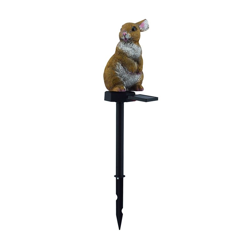 Brown Rabbit Shape LED Stake Light Modern Style Resin Solar Lawn Lighting for Courtyard, 1 Pc