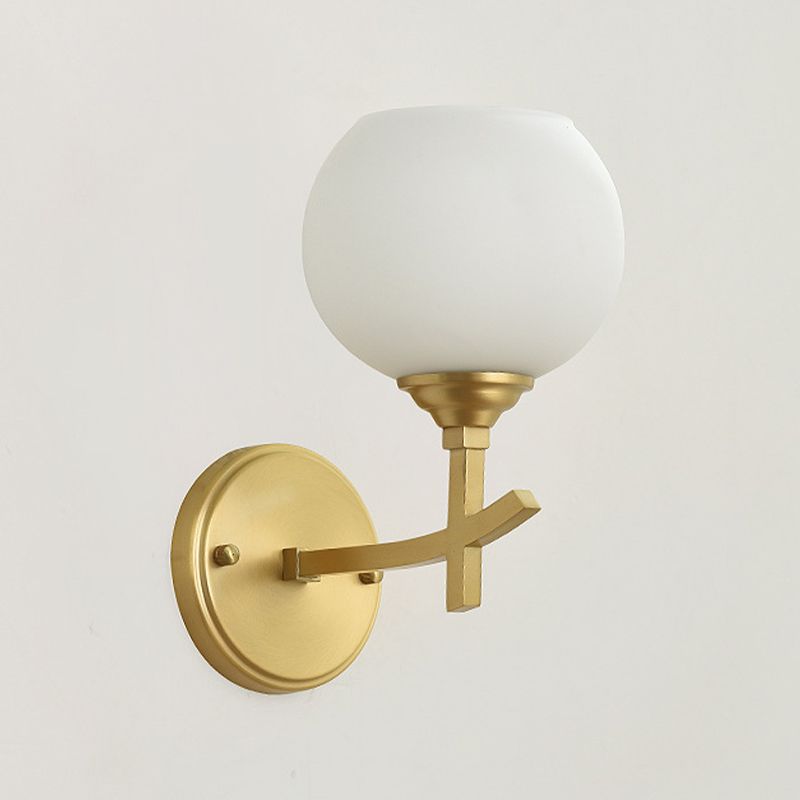 Modern Style Ball Shade Wall Light Glass 1 Light Sconces in Gold for Aisle