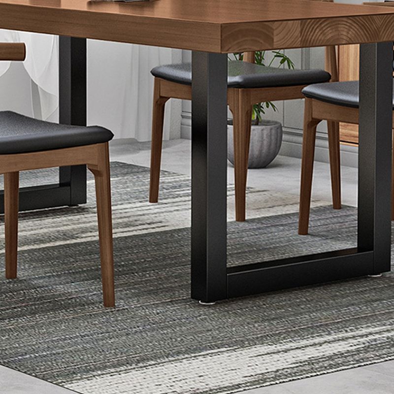 Rectangle Black Base Dining Table Modern Style Pine Wood Table for Kitchen Use