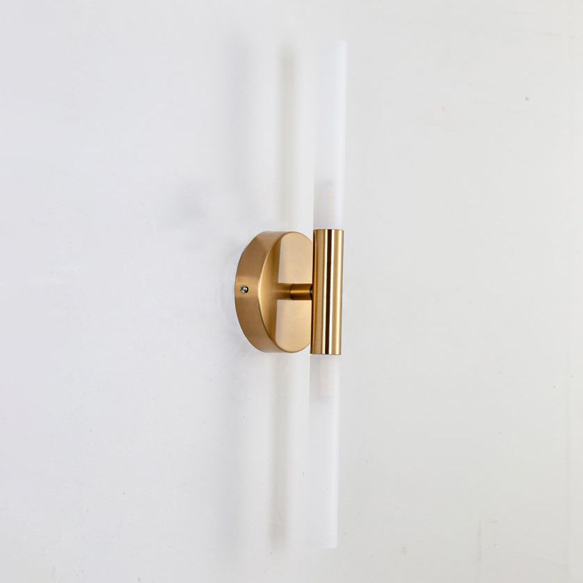 Nordic Style Strip Shape Sconce Light 2 Lights Wall Mount Lamp in Gold for Bedroom
