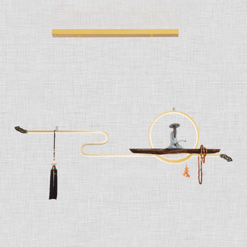 Modern LED Island Lighting Linear Resin Chandelier Light Fixture for Tea Room