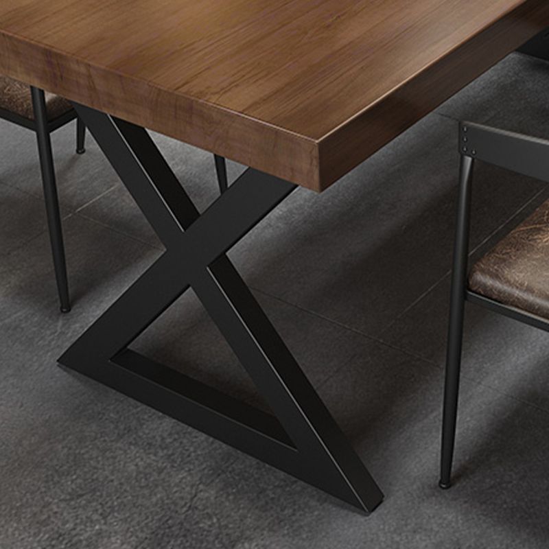 Industrial Rectangle Dinner Table Black Metal Sled Base Dining Site Table