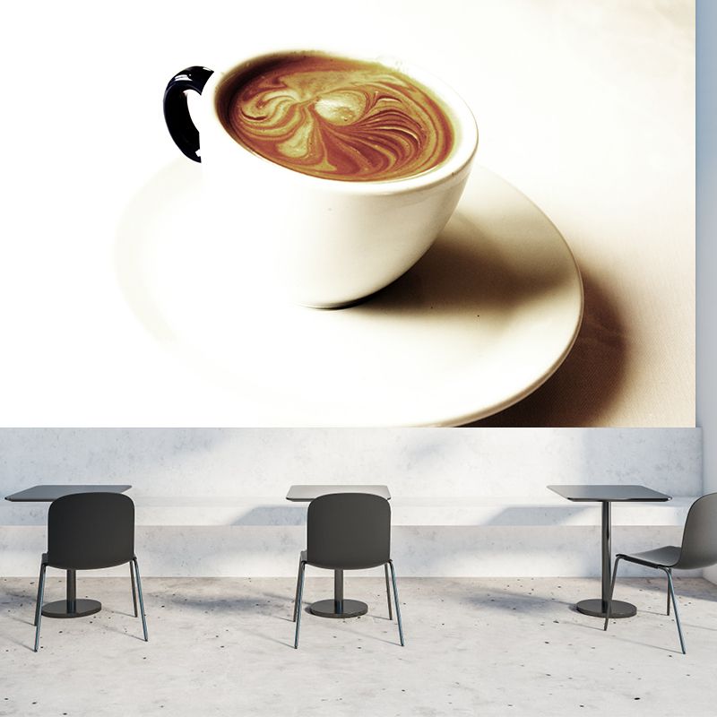 Light Color Coffee Mural Wallpaper Contemporary Mildew Resistant Commerce Shop