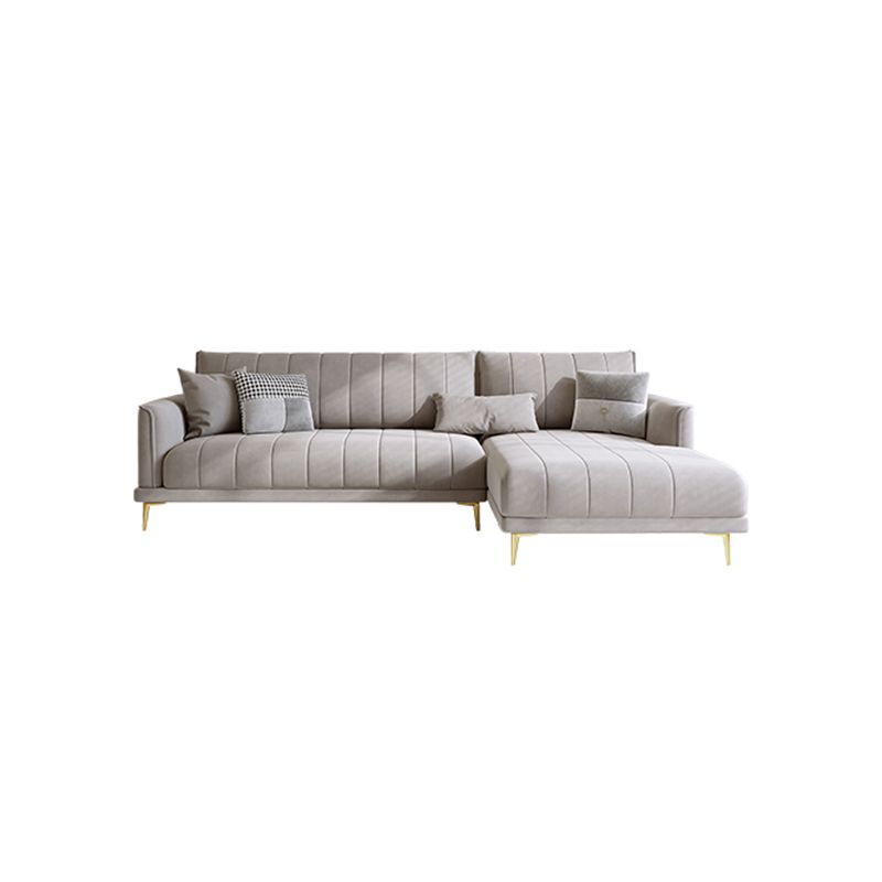 Nordic Sofa & Chaise in Grey Square Arm Sofa with Bolster Pillows