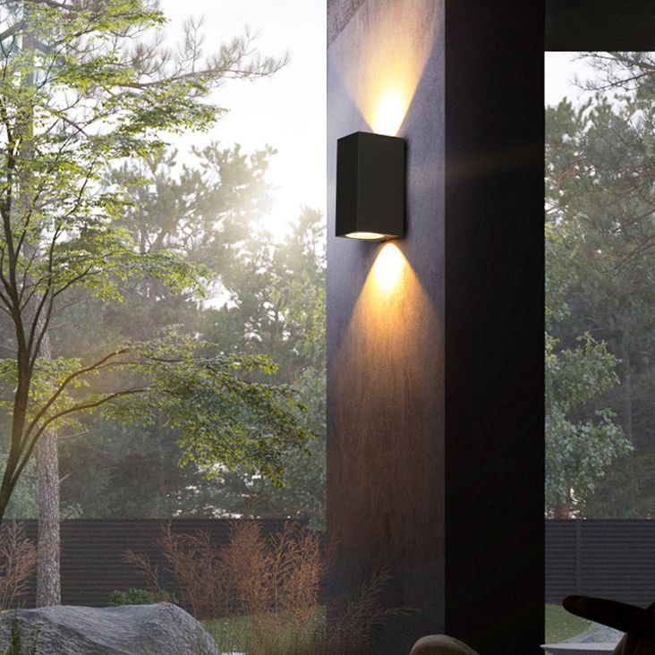 2 Lights Rectangular Wall Lighting Fixtures Modern Style Metal Wall Washer Sconce