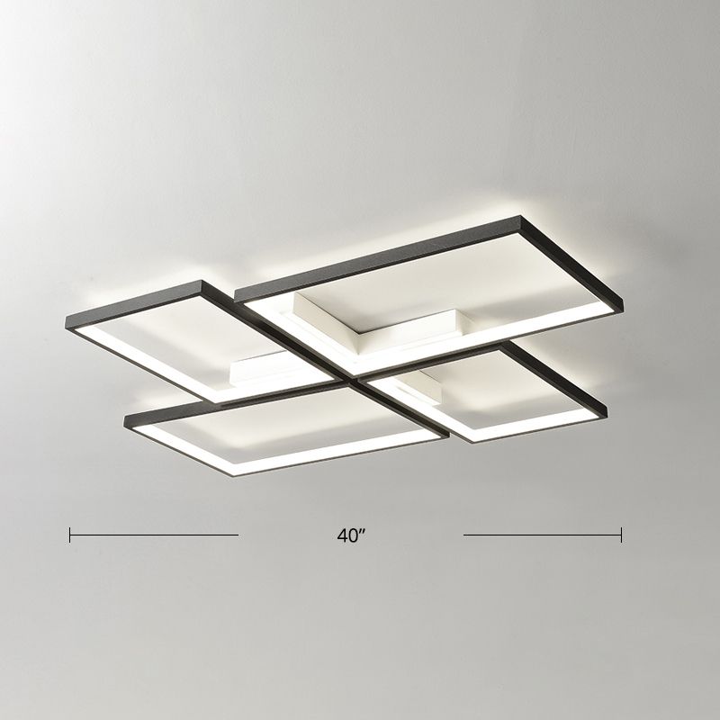 Black Pinwheel-Like Ceiling Lamp Minimalistic Metal LED Flush Mount Light Fixture for Living Room