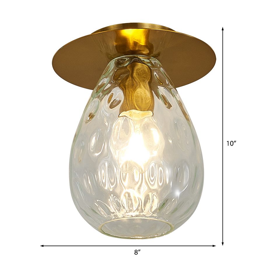 Lampe encastrée en verre à fossettes en forme de poire, style nordique, 1 lumière transparente, luminaire encastré pour le salon