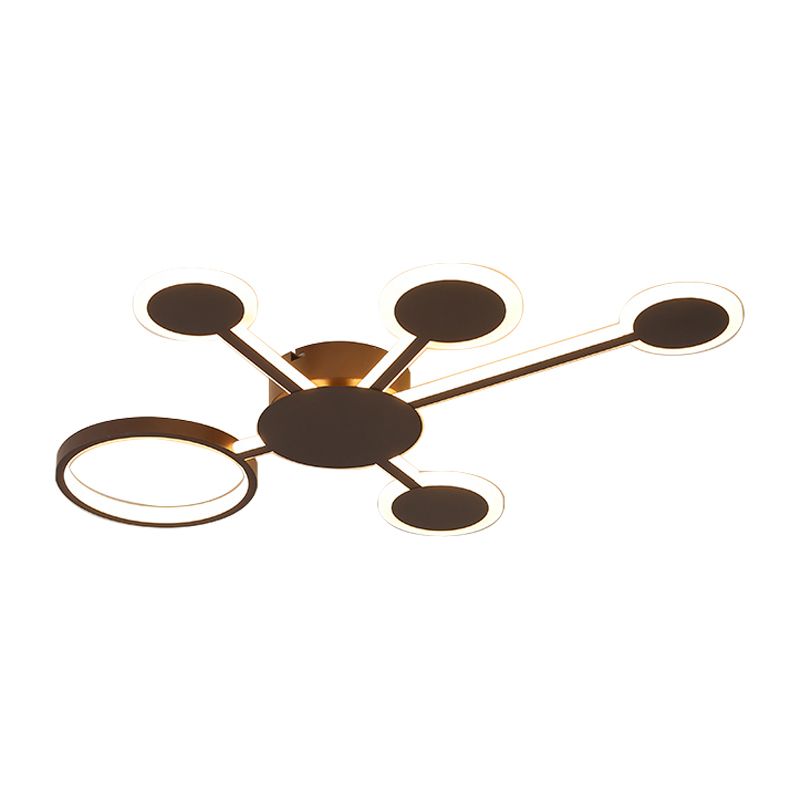 Acrílico Sputnik montaje empotrado modernista 4/5/6 luces café LED montaje empotrado lámpara en luz blanca/cálida