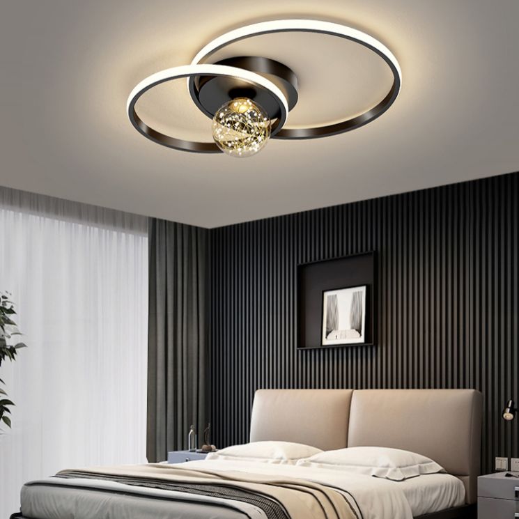 Modern Minimalist Style Rounded Flush Mount Ceiling Chandelier Metal Flush Mount Light Fixtures