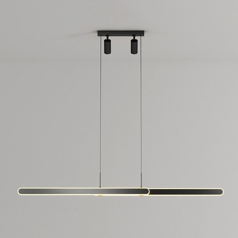 Accesorio de iluminación de lámpara de metal lineal estilo led isla negra led lámpara de techo de techo