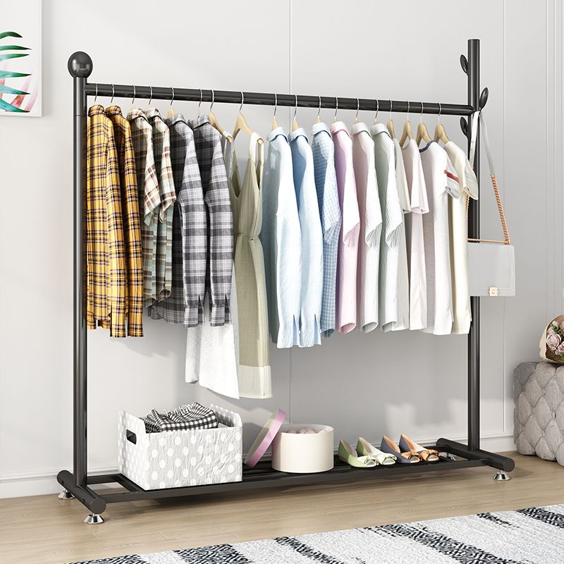 Modern Entryway Kit Metal Hanging Rail Lower Shelf and 2 Hooks Coat Hanger