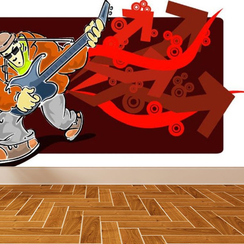 Abstract Graffiti Pattern Wall Mural Contemporary Non-Woven Textured Wall Art in Soft Color