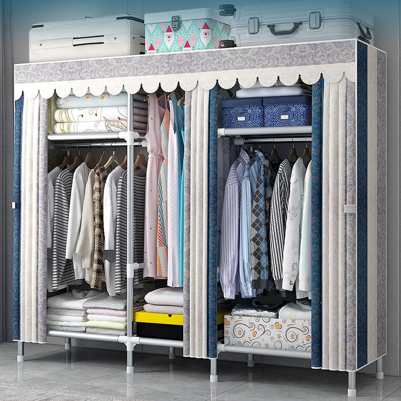 Modern Style Home Wardrobe Armoire Steel Frame Wardrobe Cabinet