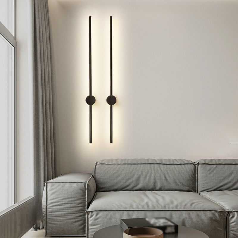 Nordic Style Wall Light Minimalist Straight LED Wall Sconce with Brass for Bedroom