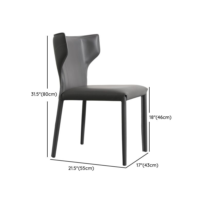 Contemporary Faux Leather and Metal Armless Dining Room Chair