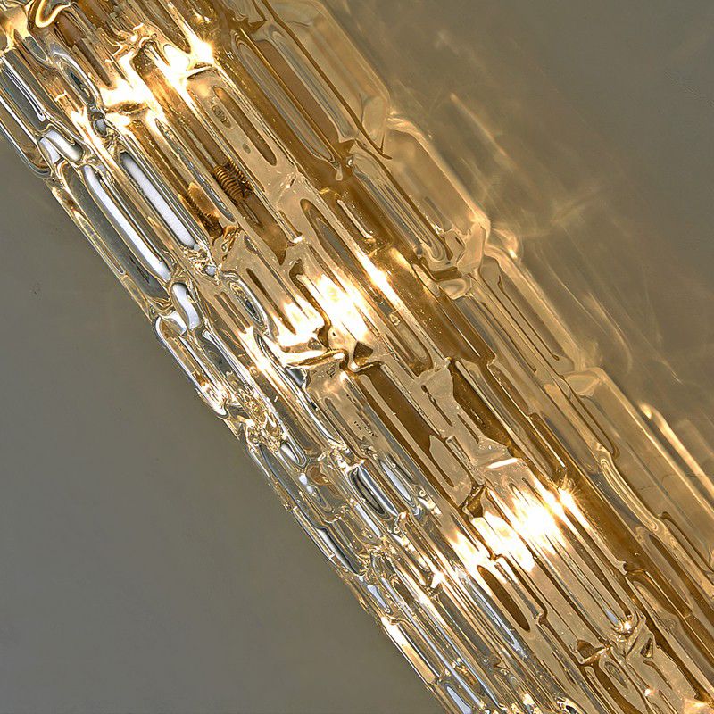 Half Cylinder Shade Glass Wall Sconce Modern 1 Light Wall Mount Light Fixture in Brass
