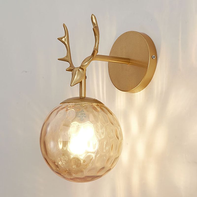 Modern Style Spherical Shape Wall Sconce Glass 1 Light Sconce Lighting for Bedroom