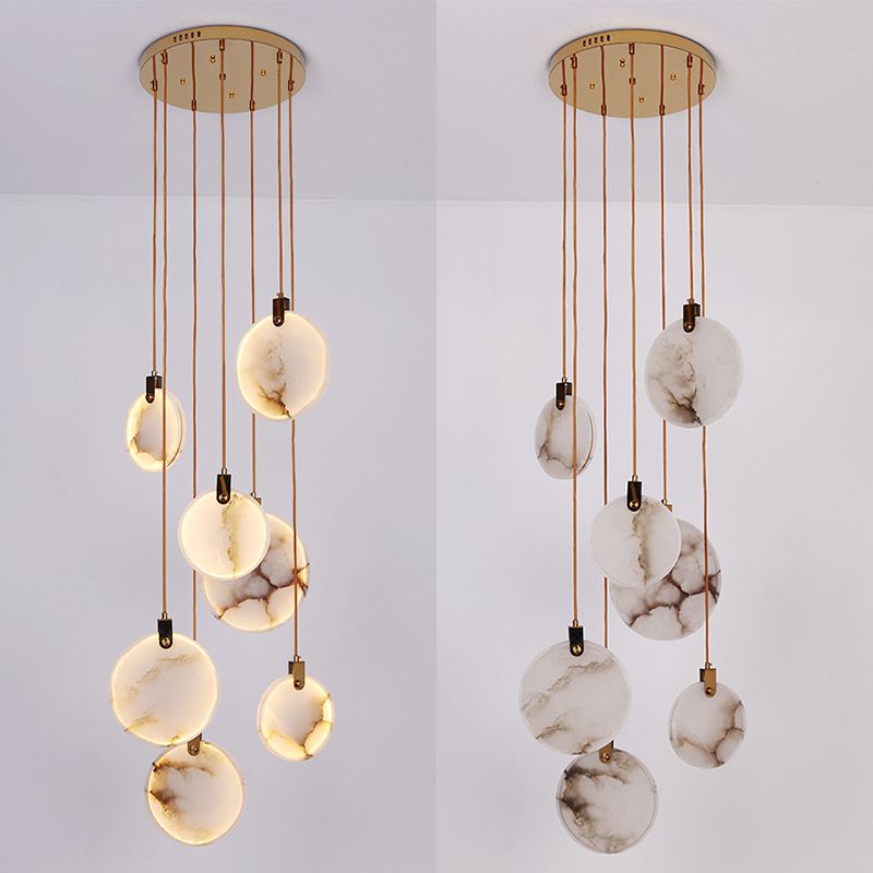 Lámpara colgante de piedra de forma colgante de 1 luz de estilo moderno en blanco